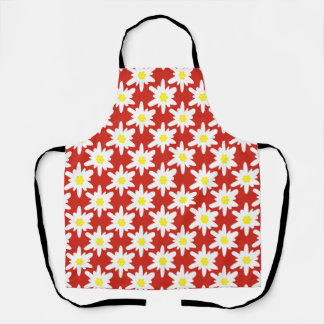 Tablier Modèle de fleurs blanches Edelweiss en rouge