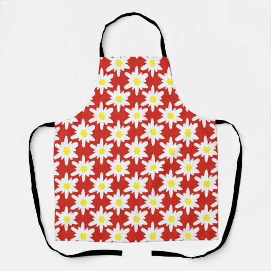 Tablier Modèle de fleurs blanches Edelweiss en rouge (Recto)