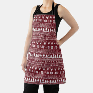 Tablier Modèle de pull de Noël classique rouge pour renne