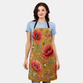 Tablier Modèle fleur de pavot doré (Porté)