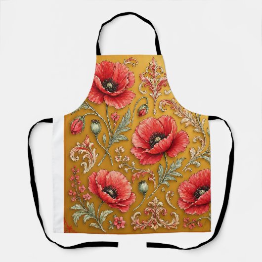 Tablier Modèle fleur de pavot doré (Recto)