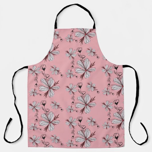 TABLIER MODÈLE FLORAL ARRIÈRE - PLAN ROSE (Recto)