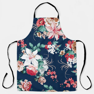 Tablier Modèle floral avec roses et petites fleurs avec v