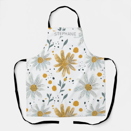 Tablier Modèle floral blanc et jaune (Recto)