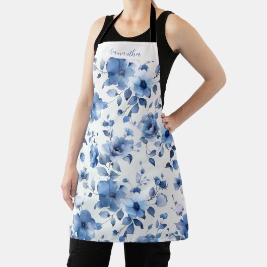 Tablier Modèle floral bleu (Insitu)