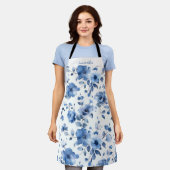 Tablier Modèle floral bleu (Porté)