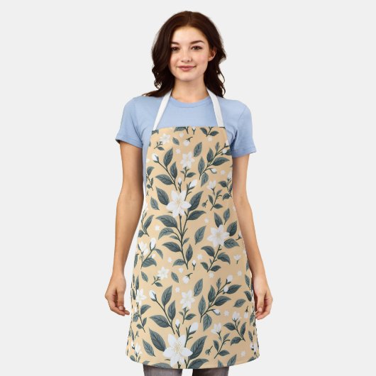 Tablier Modèle floral de Jasmin délicat (Porté)