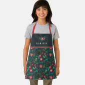 Tablier Modèle floral de Noël Jolies filles Nom Vert (Insitu)
