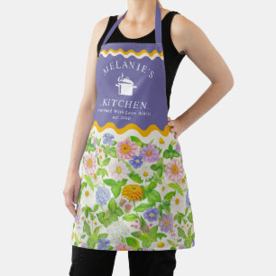 Tablier Modèle Floral Fleur sauvage coloré Monogramme tabl