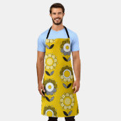 Tablier Modèle floral jaune simple (Porté)