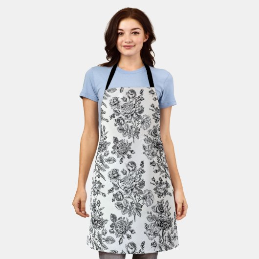 Tablier Modèle Floral Rose vintage (Porté)