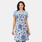 Tablier Modèle Floral Royal Bleu Rose (Porté)