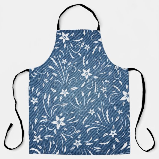 Tablier Modèle floral sur denim (Recto)