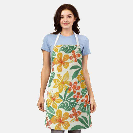 Tablier Modèle floral tropical vibre (Porté)