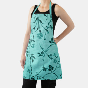Tablier Modèle floral turquoise