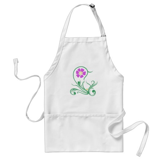 Tablier Modèle floral vert pourpre (Devant)