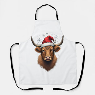 Tablier Modèle Noël Vache Highland Vintage avec le chapeau