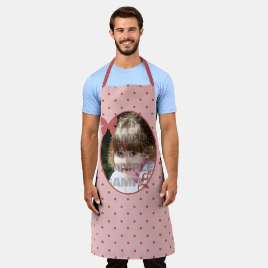 Tablier Modèle photo à points rose (Porté)