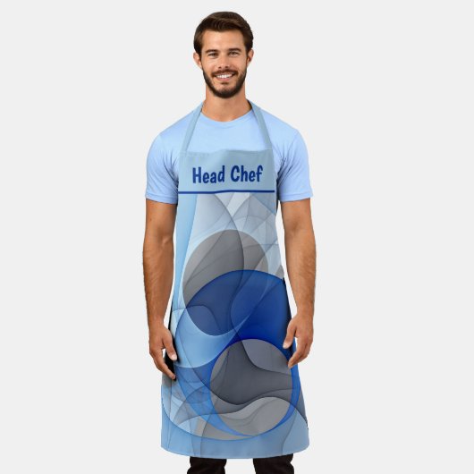 Tablier Modern Abstract Blue Gray Fractal Art Graphic (Porté)