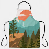 Tablier Modern Abstract Forest, Mountains, and Sunrise (Recto)