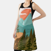 Tablier Modern Abstract Forest, Mountains, and Sunrise (Insitu)