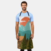 Tablier Modern Abstract Forest, Mountains, and Sunrise (Porté)