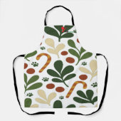 Tablier Modern Abstract Holly & Paw Print Pattern Christma (Recto)