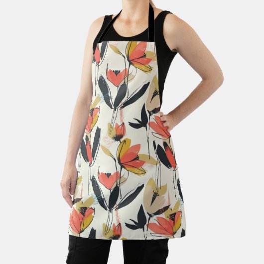 Tablier Modern Abstract Spring Floral All-Over Print Apron (Insitu)
