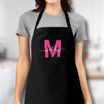 Tablier Modern Black Pink Monogram Initial Name<br><div class="desc">Personalized Custom Create Your Own Modern Black and Pink Initial Name Monogram Apron. This fun and stylish apron is perfect for anyone who wants to add a personalized and girly touch to their work attire. Whether you're a home chef whipping up delicious meals, a hair stylist looking for a chic...</div>