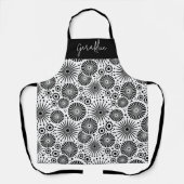 Tablier Modern black white geometric starburst Name (Recto)