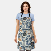Tablier Modern Blue Botanical Spring All-Over Print Apron (Porté)