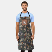 Tablier Modern Boho Floral Monogram Name (Porté)