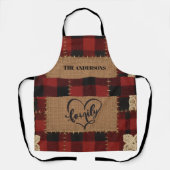 Tablier Modern Christmas Family Name Red Buffalo Plaid  (Recto)