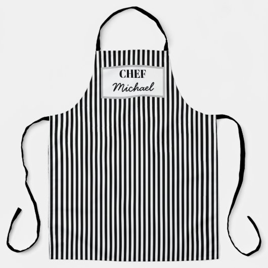 Tablier Modern Custom Personalized Chef Black Striped (Recto)