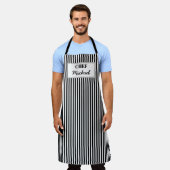 Tablier Modern Custom Personalized Chef Black Striped (Porté)