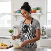 Tablier Modern Geometric Monogram Black White