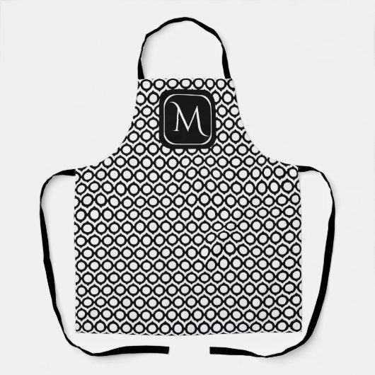 Tablier Modern Geometric Monogram Black White (Recto)
