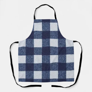 Tablier Modern Navy Blue and White Checkerboard All-Over 