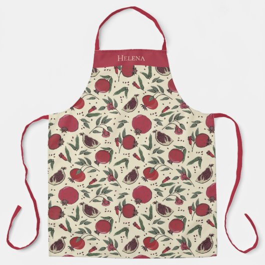 Tablier Modern Red Pomegranate Fruit Pattern (Recto)