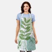 Tablier Modern Sage Green Botanical Leaf Pattern (Porté)