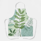 Tablier Modern Sage Green Botanical Leaf Pattern (Recto)
