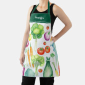 Tablier Modern watercolor vegetables pattern personalized (Insitu)