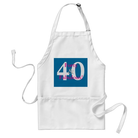 Tablier Moderne 40 ans & Fabuleux ! Fun Anniversaire Bleu  (Devant)