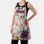 Tablier Moderne aquarelle fleurie violet élégant (Insitu)