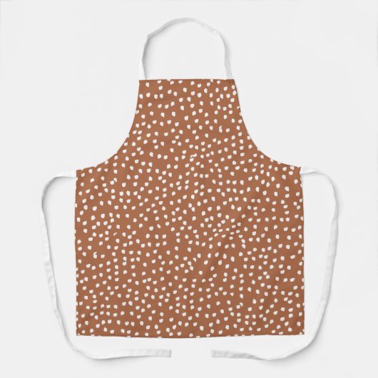 Tablier Moderne Boho marron terracotta pois (Recto)