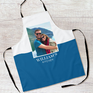 Tablier Moderne Cuisine Navy Bleu Photo Personnalisée