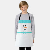 Tablier Moderne Cute Custom Snowman visage Turquoise Bow (Porté)