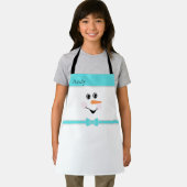 Tablier Moderne Cute Custom Snowman visage Turquoise Bow (Insitu)