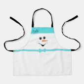 Tablier Moderne Cute Custom Snowman visage Turquoise Bow (Recto)