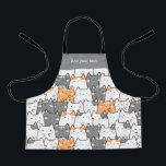 Tablier Moderne Cute Kawaii Funny Chats Motif<br><div class="desc">Design est composé de kawaii moderne amusant chats motif mignon chats. Ajoutez votre message personnalisé.</div>